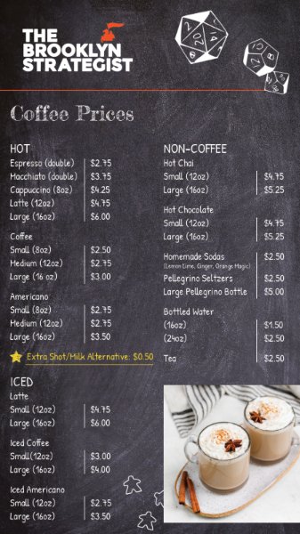 Coffee shop portrait digital signage example