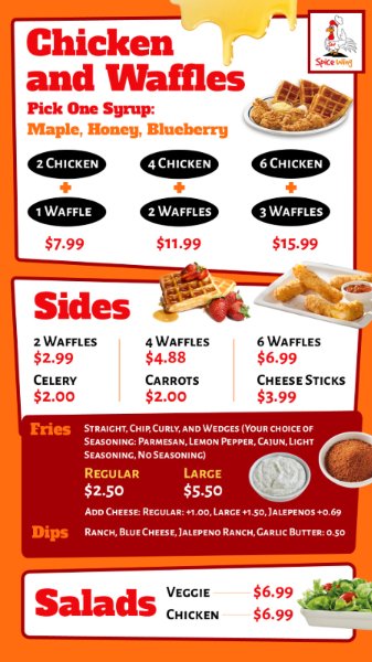 Chicken and waffles digital menu board