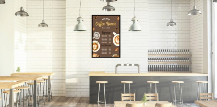 digital menu board for coffee house
