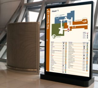 Digital wayfinding display at an airport